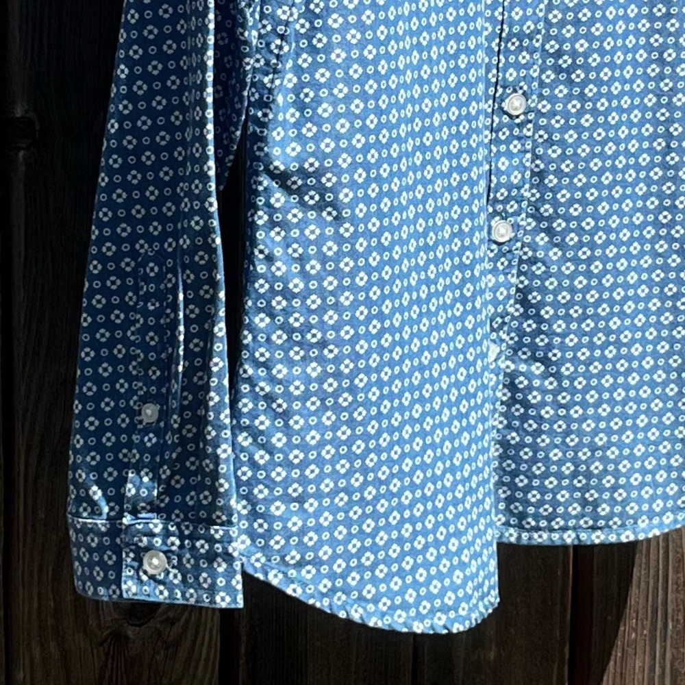 Loft blue button down top size Medium Petite - image 5